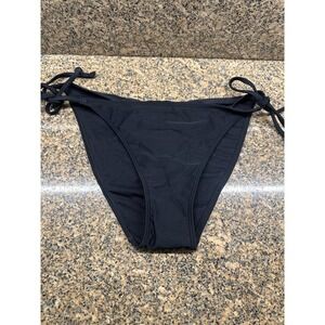 Hollister Swim Bikini Bottom Womens Large Black Super Cheeky Tie Side New